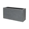 Aflang grå plantekumme / plantekasse i fiberstone / 100cm