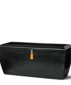 Aflang plantekasse granite black rib - Livstidsgaranti