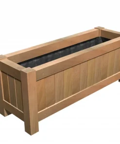 Aflang plantekasse i træ med ben / hardwood