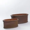 Aflange ovale ironstone krukker i stentøj - 47cm + 65cm / Sæt