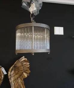 Alu industri vintage hængelampe med glas stænger