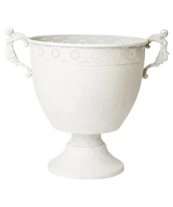 Antik Hvid / Antik sølv pokal krukke/potteskjuler med ører - H.39cm