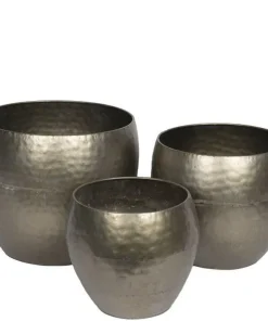 Bankede metalpotter i retro look / Skjulere i metal - SÆT