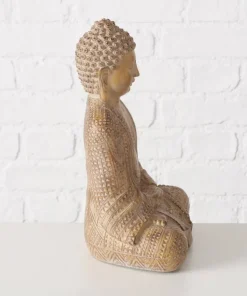 Beige/mørk sand Buddha figur 30cm + 49cm