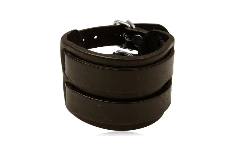 Bredt Læderarmbånd / sort + brun