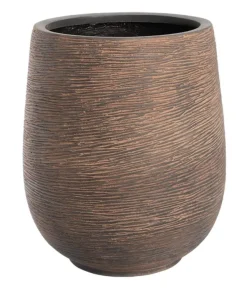 Brun eller Lysegrå vandtæt krukke i glasfiber med mønster - H.56xØ.45