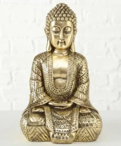 Buddha figur i guld resin - 40cm