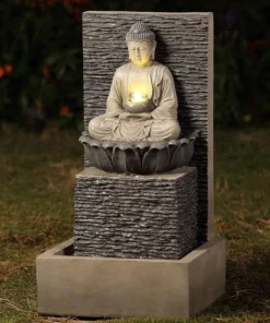 Buddha vandbrønd med LED lys