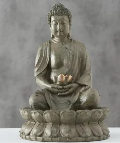 Buddha vandfontæne med lotus blomst - 46cm