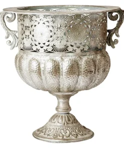 Chantal potte/pokal/potteskjuler i antik sølv eller hvid antik med ører - H.44cm - Pris for 2stk