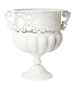 Chantal potte/pokal/potteskjuler i antik sølv eller hvid antik med ører - H.44cm - Pris for 2stk