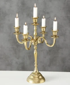 40cm - 5 armet lysestage i gold aluminium