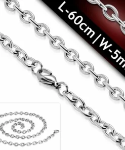 60cm link chain stålhalskæde - 5mm