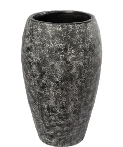 86cm rustik krukke i light black antik + sort / Fiberstone