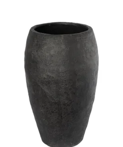 86cm rustik krukke i light black antik + sort / Fiberstone
