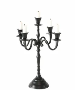 40cm sort 5 armet lysestage - kandelaber i aluminium