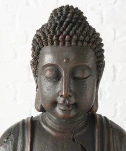 70cm stor Buddha figur i brun antik