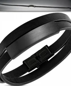 DeLuxe wrap læderarmbånd med stålplade - 40cm