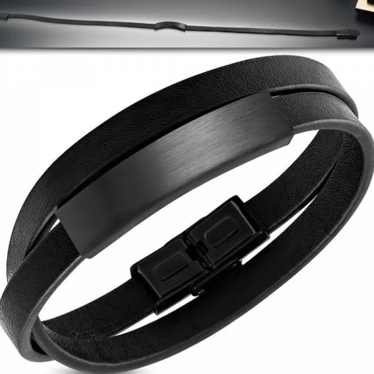 DeLuxe wrap læderarmbånd med stålplade - 40cm