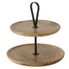 Etagere med mangotræ og jernhåndtag - Ø.35cm