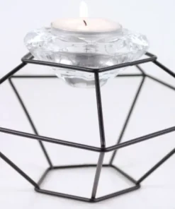 Fyrfadsstage Cubic metal/glas