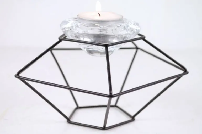 Fyrfadsstage Cubic metal/glas