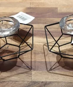 Fyrfadsstage Cubic metal/glas