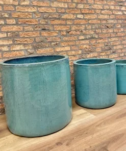 Green Jade - Glaseret cylinder krukke - Ø.40+Ø.50+Ø.60