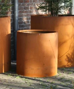 Høj Cylinder krukke i corten stål / Ø.60 - H.60+H.80cm+100cm+120cm