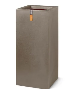 Høj rektangulær plantekrukke i varm taupe - 79x36x36