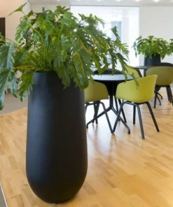 Høj sort krukke i glasfiber - 70cm + 100cm