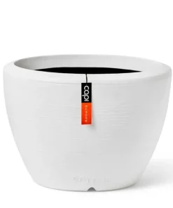 Hvid konisk krukke granite white rib - Livstidsgaranti - Op til Ø.75cm