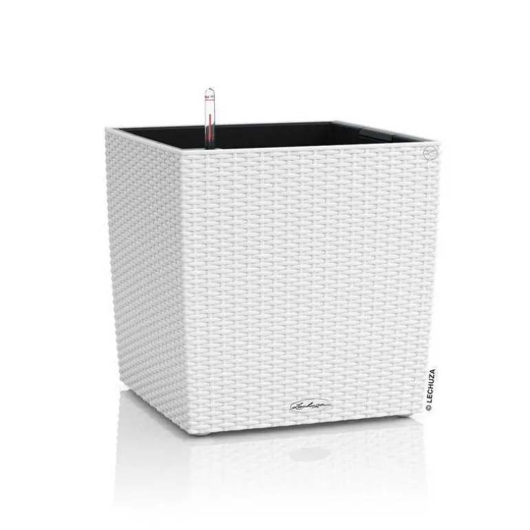Hvide Lechuza Cube cottage krukker med selvvanding / TILBUD - 8stk