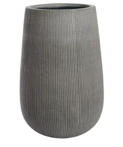 H.66xØ.44 Krukke med riller / striber i fiberstone - Hvid antik eller Grå