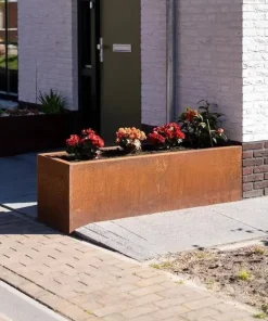 H.60xB.50cm / Aflange plantekummer i rust - Med Bund - L.90+120+150+200+300cm