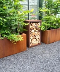 H.60xB.50cm / Aflange plantekummer i rust - Med Bund - L.90+120+150+200+300cm