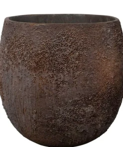 H.45xØ.45cm rustik krukke med lava mønster - Brun eller Sandgrå