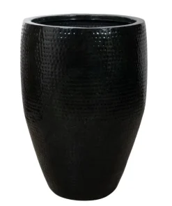 Indendørs krukker i sort lakeret metal med hammered finish / 3str.