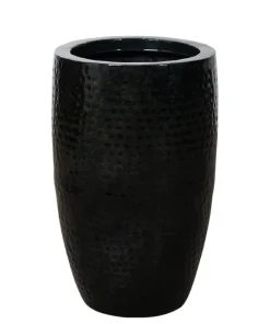Indendørs krukker i sort lakeret metal med hammered finish / 3str.