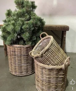 Krukker i rattan med plastindsats og twisted kant Ø.55cm / SÆT