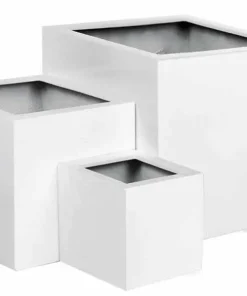 Kubiske krukker i højglans med hjul / sort+hvid - Ø.40+50+60+85cm