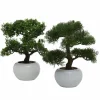 Kunstige Bonsai træer i keramik potte - kasse med 4stk