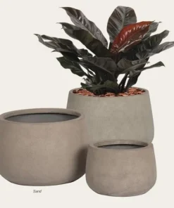Lav sand / beige krukke H.40xØ.56cm - M/U Hjulsæt