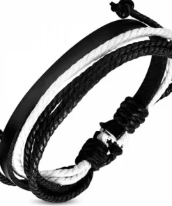 Læder og hampesnor armbånd m/k