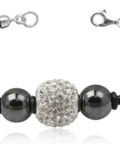 Læderarmbånd med blodsten og krystal