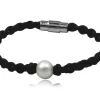 Læderarmbånd med ferskvandsperle
