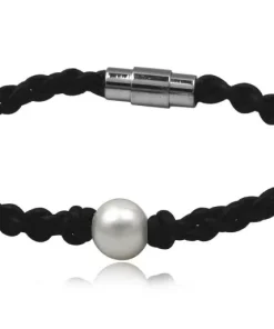 Læderarmbånd med ferskvandsperle
