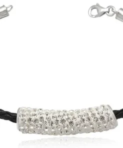 Læderarmbånd med krystal rør