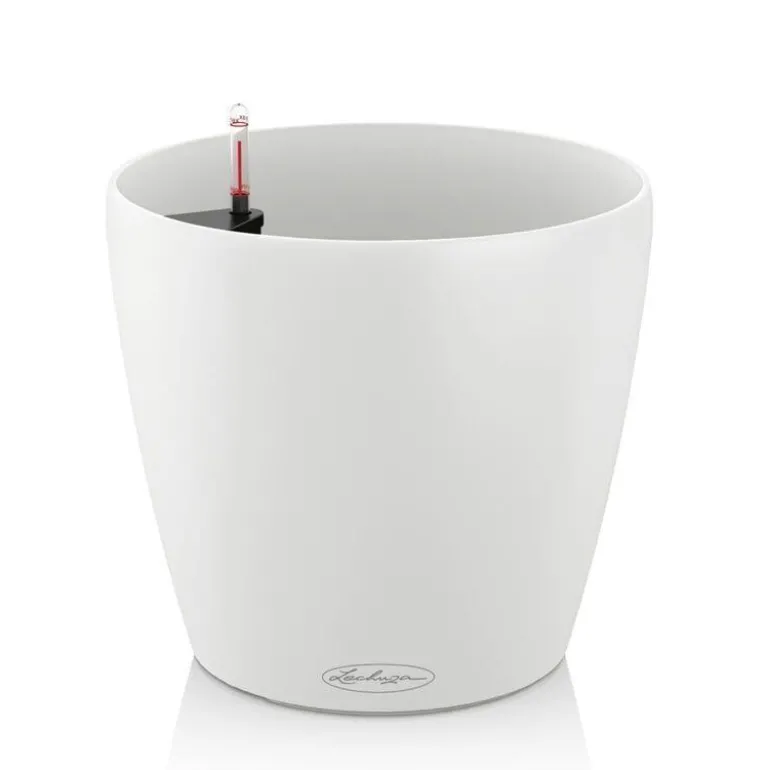 Lechuza Color blomsterpotte med selvvanding - Ø.18cm - Hvid + Slate