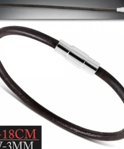 3mm mocca læderarmbånd med magnetlås / 18cm+22cm
